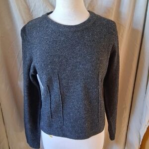 Garnet Hill Womens 100% Lambswool Crew Neck  Sweater Grey Small